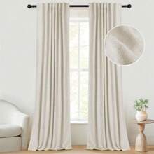 2pcs Blackout Curtains For Living Room Bedroom Linen Blackout Curtains, Back Tab/Rod Pocket Luxury Elegant Black Out Curtains For Windows-YYL