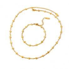 Minimalist Stainless Steel Chain Cross Necklace And Bracelet Set, Suitable For Women's Daily Wear