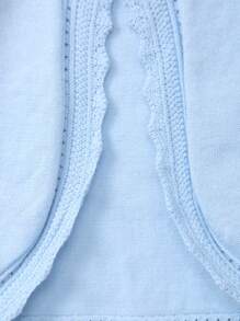 Young Girl Casual Solid Color Knit Cardigan - Baby Blue - View 5