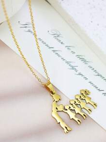 1 件不锈钢可爱卡通吊坠项链，女士时尚毛衣链，母亲节、圣诞节、日常穿着的理想礼物 - 金色 - 查看 14