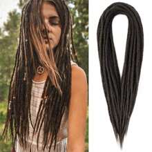 Extensiones de rastas de 24 pulgadas con 10 hebras, rectas, delgadas de 0,6 cm, sintéticas hechas a mano, pelo reggae peinado para , suaves, para estilo hip-hop