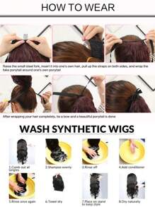 1 Pc Children's Wig Bandage Ponytail Wig 8 Inch Fluffy Short Curly Bandage Style Synthetic Heat-Resistant Fiber Wig Children's Baby Wig Suitable For Daily Wear