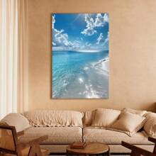1pc Framed Canvas Poster, Beach Wall Art Paintings, Landscape Wall Art, Ocean Wall Art, Nature Wall Art, Ideal Gift For Bedroom Living Room Corridor, Wall Art, Wall Decor, Room Decoration