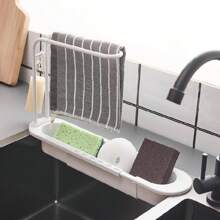 1 pièce Égouttoir d'évier, égouttoir extensible, panier de filtration, panier de nettoyage des légumes, rack de rangement des torchons et égouttoir de cuisine
