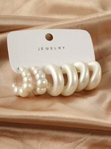 6-12pcs/Set Fashionable Beautiful Faux Pearl Plated Earrings, Suitable For Women To Wear All Year Round