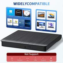 Lecteur DVD externe, lecteur et graveur de CD/DVD portable USB 3.0 - haute vitesse, ultra fin, lecteur optique léger avec compatibilité Type-C et USB - fonctionnement silencieux pour la lecture et l'écriture de CD/DVD (Noir)