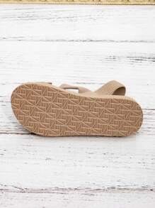 Lente- en zomermodellen Khaki houten oorrandversiering brede leest sandalen (omtrek verbreding, 2 meter breder dan de normale omtrek), geschikt voor Europa en de Verenigde Staten en het Midden-Oosten Eenvoudige en modieuze platte sandalen, dikmakende en verbredende vakantieschoenen Zomerschoenen Strandschoenen, lichtgewicht en comfortabel zacht Schokabsorberend en ademend Brede damespantoffels