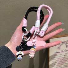 Cute Girl Nylon Phone Case With Detachable Wrist Strap, Lanyard, Keychain, USB Earphone Holder Accessories For Carrying/Anti-Lost - Cute Girls Mobile Phone Lanyard Clip - View 2