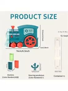 1 件儿童多米诺骨牌卡车电动游戏摇摆火车卡片积木儿童玩具车自动摇摆带灯光和声音，万圣节圣诞节礼物 - 藍色 - 查看 10