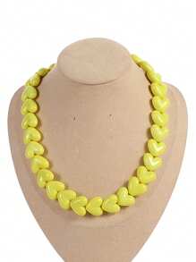 1pc Bohemian Style Acrylic Geometric Resin Heart Knotted Beaded Necklace, Handmade Women Jewelry For Festival And Everyday - Acrylic Beaded Heart Necklace - View 16