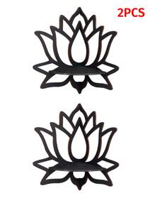 1 pieza/2 piezas Estantes decorativos de pared montados (sin incluir clavos), decoración de pared con formas minimalistas de mariposa y loto negras, estantería de almacenamiento de madera DIY pequeña