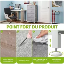 Commode, 4 Tiroirs en Tissu Commode Chambre Meuble de Rangement, Cadre en Métal,pour Chambre à Coucher, Salon,Gris Profond