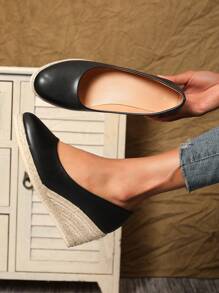 Women's Platform Wedge Slip-On Shoes - Fashionable & Elegant Style, Casual & Comfortable, Middle Eastern Series, Retro Style, Daily Commute, Casual & Versatile, Minimalist, High Heels, Slip-On, Faux Pearl Leather, Low-Cut High Heels, Woven, Platform Wedge Heel Shoes