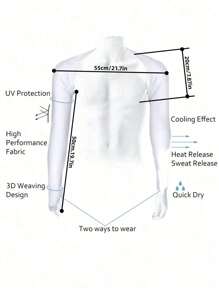 1pc UV Protection Golf Arm Sleeves, Outdoor Sports Cycling Unisex Ice Silk One Shoulder Sleeve - White - View 6