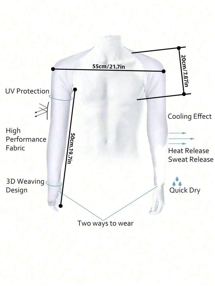 1pc UV Protection Golf Arm Sleeves, Outdoor Sports Cycling Unisex Ice Silk One Shoulder Sleeve - White - View 6