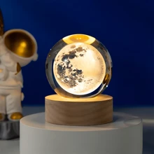 Esfera Cristal 3d Lampara De Noche Led Sistema Solar Luna - la luna - Ver 2