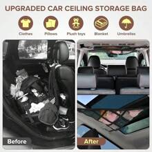 Car Ceiling Cargo Net Storage Bag, Double Layer Interior Roof Net For Traveling And Car Camping - Black - View 3