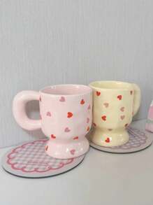 Heart Design Ceramic Mug With Handle, Coffee/Tea Cup - Multicolor - View 5