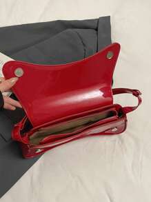 新款时尚简约优雅新月光面休闲经典百搭日常通勤户外可拆卸单肩斜挎包，纯色女士单肩包