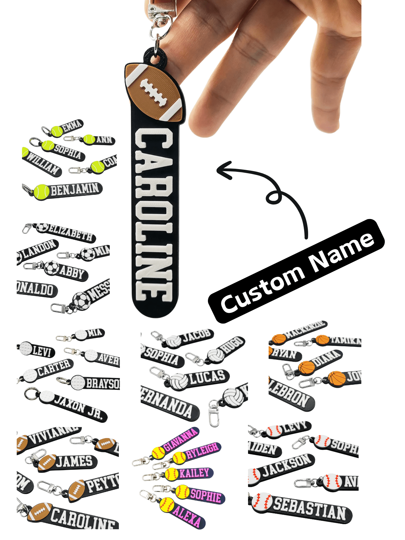 1 Paket Gantungan Kunci Plastik Cetak 3D yang Dapat Disesuaikan dengan Nama & Pilihan Multi-Olahraga, Gantungan Kunci/Tag Tas, Aksesori Hadiah Bola Mini Berwarna-warni Bertema Olahraga untuk Ulang Tahun, Hari Jadi, Wisuda, dan Hari Pertandingan