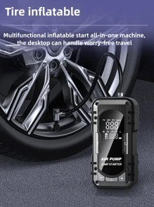 Starthilfe mit Luftkompressor, 3000A Auto-Batteriestartkabel tragbar (6,5L Motor) mit 150 PSI kabelloser Auto-Ausschalt-Reifenfüller, 12V Autobatterie-Starthilfe für kompakte Fahrzeuge, ausgestattet mit LED-Leuchten und Powerbank
