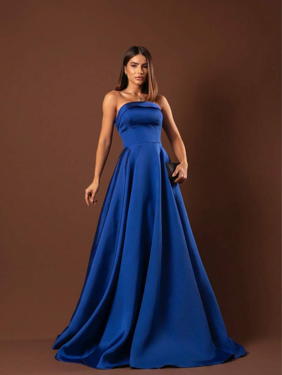 Elegant Strapless Graduation Party Dress Code 110 - Royal Blue - View 1