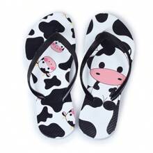 Women's Customized Flip-Flop Sandal With Original Print - White/Cow - View 2