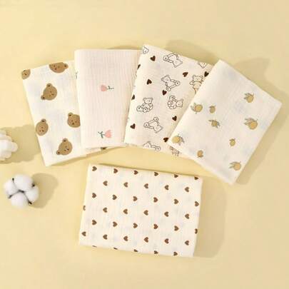 皱褶细布婴儿襁褓包，双层柔软新生儿医院接收毯，婴儿襁褓毯和浴巾
