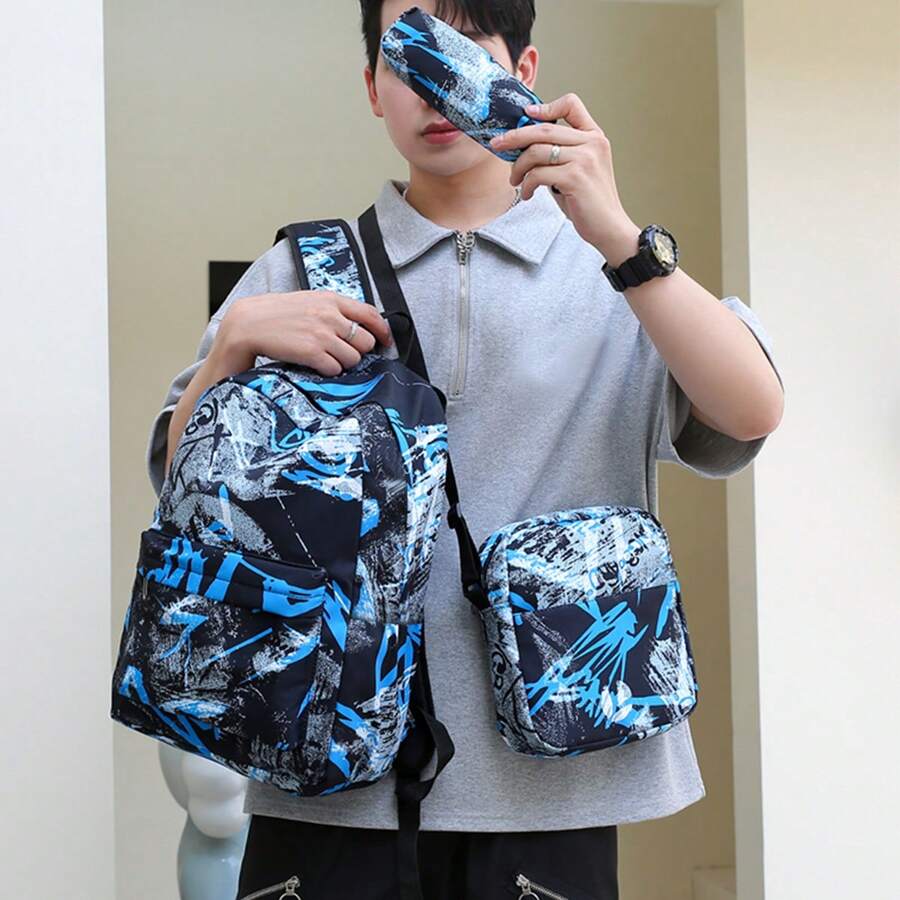 Junior High School Boy Schoolbag Highly Attractive Level Handsome High School Student Backpack College Student - Multicolor - View 1