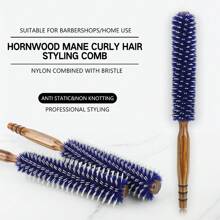 Blue Curling Hair Brush, Boar Bristle Hair Roller With Wooden Handle, For Hairstylist, Beauty Salon, Women Home Use, 2-In-1 Curling And Flat Iron Hair Comb,Hair Brush,Comb,Hair Tools,Hair Products And Accessories For Barber Salon Beauty Travel Essentials,Back To School,Travel Holiday Essentials,Hair Accessories For Women,Brush,Hair Brushes,Edge Brush,Brush Hair,Hair Comb,Comb Hair,Detangling Brush,Ball Brush,Mini Hair Brush,Hair Brush Set,Wooden Comb,Hair Brush, Brush, Comb, Slick Back Brush, Hairbrush, Edge Brush, Brush Hair, Hair Comb, Hair Brush Set, Comb Hair, Mini Hair Brush, Detangling Brush, Hair Brushes,Hair, Accessories, Hair Products, Hair Tools, Hair Stuff, Hair Care, Curly Hair Brush, Barber, Barber Accessories, Hairdressing Equipment - Multicolor - View 1