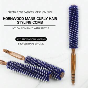 Blue Curling Hair Brush, Boar Bristle Hair Roller With Wooden Handle, For Hairstylist, Beauty Salon, Women Home Use, 2-In-1 Curling And Flat Iron Hair Comb,Hair Brush,Comb,Hair Tools,Hair Products And Accessories For Barber Salon Beauty Travel Essentials,Back To School,Travel Holiday Essentials,Hair Accessories For Women,Brush,Hair Brushes,Edge Brush,Brush Hair,Hair Comb,Comb Hair,Detangling Brush,Ball Brush,Mini Hair Brush,Hair Brush Set,Wooden Comb,Hair Brush, Brush, Comb, Slick Back Brush, Hairbrush, Edge Brush, Brush Hair, Hair Comb, Hair Brush Set, Comb Hair, Mini Hair Brush, Detangling Brush, Hair Brushes,Hair, Accessories, Hair Products, Hair Tools, Hair Stuff, Hair Care, Curly Hair Brush, Barber, Barber Accessories, Hairdressing Equipment
