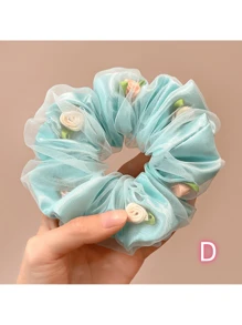 1 件/4 件女士网状玫瑰花发圈，高弹力发带不易起皱，波西米亚风格发饰家居浴室装饰夏季