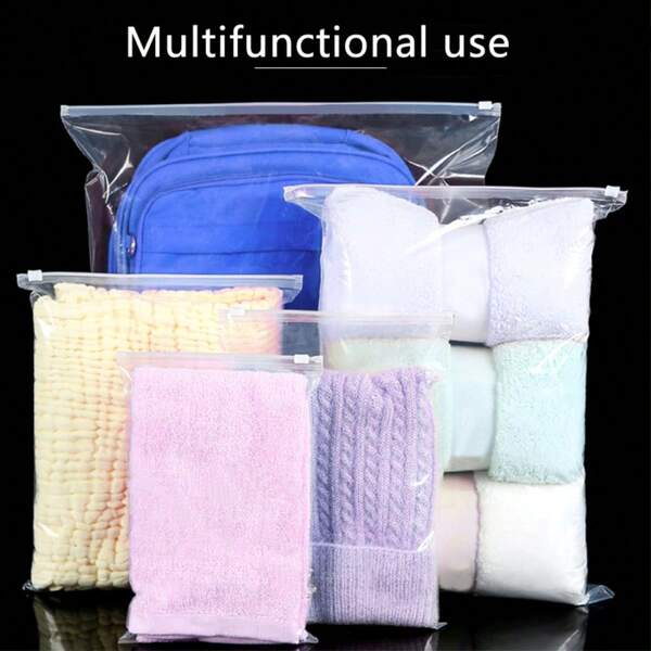 10 Large Reusable Zipper Bags - 4" To 24" Travel Bags Waterproof Transparent Zipper Bags Plastic Bags For Clothes, Towels, Underwear, Shoes Storage, Pants, Suits, T-Shirts, Outdoor Camping Multi-Purpose Tool Kits, Transparent Storage Bags, Plastic Vacuum Packaging Bags For Transport, Storage, Travel,Packaging, Outdoor Camping, Accessories