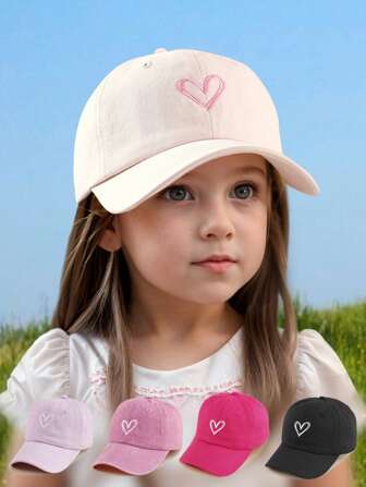 1 件心形儿童水洗棒球帽。可调节户外太阳帽，适合春秋季旅行、沙滩，适合男孩和女孩