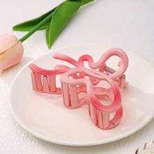 1pc Women's Elegant Ombre Bow Hair Clip, Oversized Hair Claw Hair Accessory