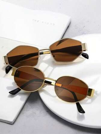 2 件套女士金属框架椭圆形时尚眼镜适合日常使用