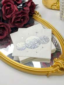 30pcs/20pcs/10pcs/1pc Disco Ball Patterned Disposable Napkins, Modern Ball Design Paper Napkins, Foil Embossed Disco Cocktail Napkins For 70s, 80s, 90s Themed Parties, Suitable For Engagement, Birthday, Graduation, Bridal Shower, Fall Decor, Halloween, Christmas - Silver - View 4