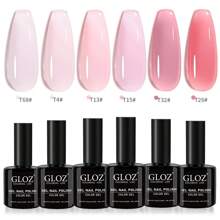GLOZ 6 Colors Jelly Gel Nail Polish Sheer Pink Gel Nail Polish Crystal Transparent Milky Gel Polish Kit Nail Art Varnish Collection Gift Set