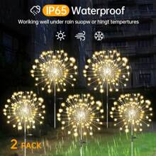 2 Packs Solar Lights Outdoor 150/60/200 /120/240/360/480 Solar Lights Dandelion 8 Modes Garden Decoration Solar Fireworks Solar Garden Lights