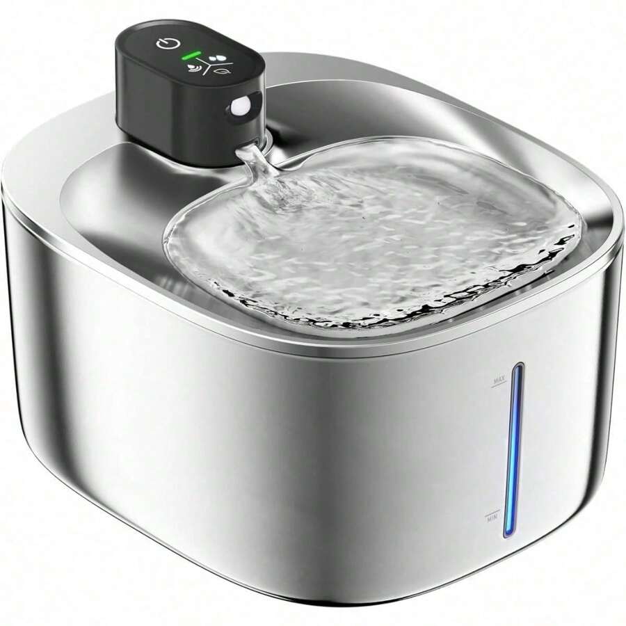 Wireless Cat Water Fountain, 135 Fl Oz/4L Stainless Steel Cat Fountain Battery Operated With Water Level Window, 3 Work Modes, Cordless Pet Fountain For Cats, Dogs, Pets, Inside, Black