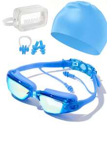 مجموعة نظارات سباحة للكبار 7 ألوان، مضادة للضباب والأشعة فوق البنفسجية نظارات سباحة مانعة للماء بميزة الرؤية الواضحة وكليب الأنف، تناسب الجنسين - متعدد الألوان - مشاهدة 8