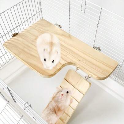 1pc משטח טיפוס מעץ לאוגר עם סולם, מעמד תוכי חזק רב תכליתי לגינאה חזיר צעצוע, מתאים לחיות מחמד קטנות וציפורים, כל עונות השנה