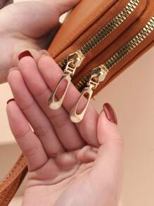 Women's Fashion Double Zipper Long Clutch Wallet Minimalist Embossed Leather Design Large Capacity Double Layer For Women Wallet Mini Wallet Purse Wallet Long Wallet Wristlet Wallet Wallet