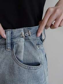 1pair/2pairs Fashionable Jeans Waistband Retractor With Button, Adjustable Waist Size, Star Shaped
