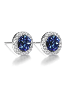 1 Pair Copper Cluster Shape Stud Earrings, Punk Style Shiny Earring Accessories For Men, Suitable For Daily, Vacation, Party Occasions, Birthday & Festival Gifts