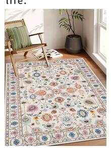 Luxury Velvet Bohemian Vintage Cream Rug, Suitable For Kitchen, Hallway, Entryway - Durable And Stain-Resistant Home Decor Carpet, Kitchen Rug - Multicolor - View 3