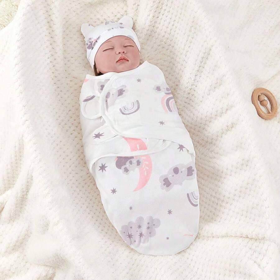 1 Set (Swaddle + Hat) Baby Swaddle Blanket Sleep Swaddle For 0-3 Months,Newborn Adjustable Swaddle Wrap,Baby Receiving Blanket,Wearable Baby Blanket, Easy Change Swaddle Sack, Preemie Swaddle Blanket Wrap Set,Newborn Sacks Wearable For Baby Boy Girl Sleeping,Calms Startle Reflex, For Love - Suitable for 0-3 Months - View 1