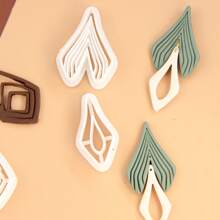 Set de 4 piezas de cortadores de arcilla en forma de hoja, flor, rombo y cuadrado, para hacer pendientes y joyas con arcilla polimérica, kits de fabricación de joyas de primavera