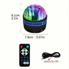 1pc Auroro Effects Projector Lamp, With LED Strip Lights Remote Control, Smart Galaxy Starry Sky Projector Lamp, Romantic Bedroom Decor, Valentine's Party Supply, LED, Wall-Mounted, USB-Powered