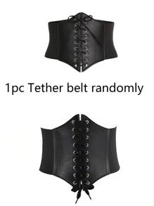 1pc Two Styles Of Fashionable And Versatile Waist Seals For Women, Paired With Waist Belts And Dresses For Daily Travel - Black - View 4